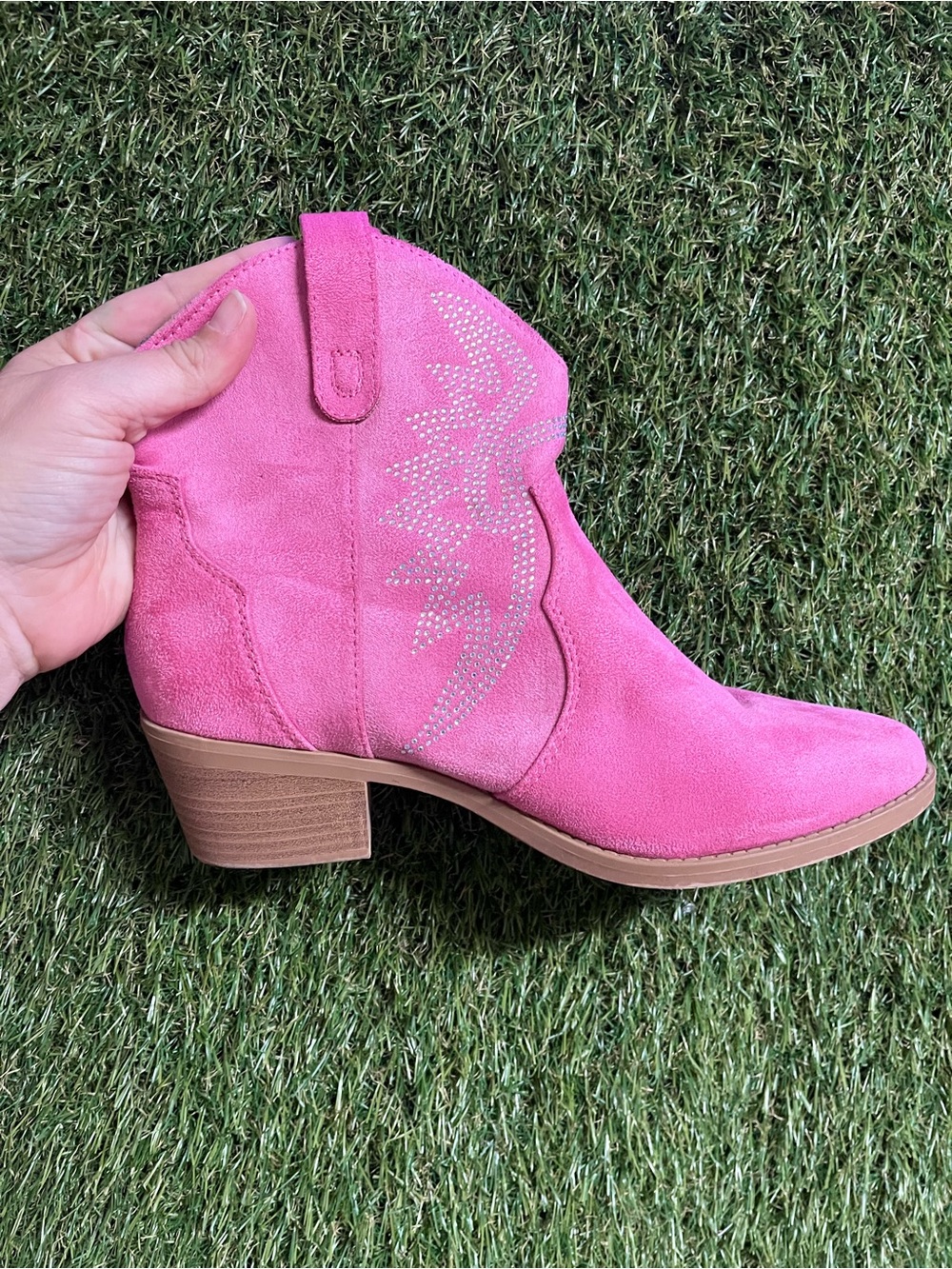 Women’s Pink Suede Western Ankle Boot